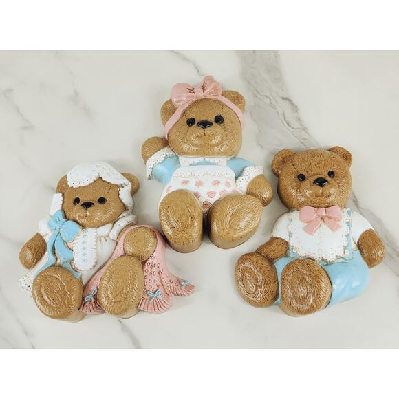 Burwood Teddy Bear Wall Decor Hanging Plaque Nursery Decor 1994 6 1/4" x3 USA - Picture 1 of 15